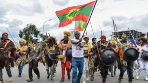 Ethiopia’s Oromo community celebrates the return of the leadership of Oromo Liberation Front (OLF) at Mesquel Square in Addis Ababa.(AFP) Ethiopia’s Oromo community celebrates the return of the leadership of Oromo Liberation Front (OLF) at Mesquel Square in Addis Ababa.(AFP)