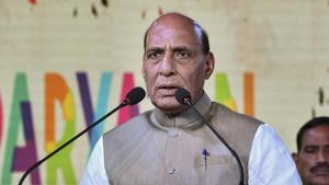 Union home minister Rajnath Singh inaugurated two pilot projects of “smart” border fencing built under the Comprehensive Integrated Border Management System (CIBMS) programme.(AP Photo) Union home minister Rajnath Singh inaugurated two pilot projects of “smart” border fencing built under the Comprehensive Integrated Border Management System (CIBMS) programme.(AP Photo)