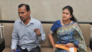 UP chief electoral officer L Venkateshwarlu (left) with Ghaziabad DM Ritu Maheshwari on Wednesday.(Sakib Ali / Hindustan Times) UP chief electoral officer L Venkateshwarlu (left) with Ghaziabad DM Ritu Maheshwari on Wednesday.(Sakib Ali / Hindustan Times)