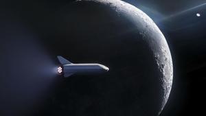 This artist's illustration courtesy of SpaceX obtained September 17, 2018, shows the SpaceX BFR (Big Falcon Rocket) launch vehicle passenger spacecraft, enabling access for everyday people who dream of travelling to space(AFP)