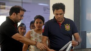 Passenger Ankur Kala (right) suffered nose bleed on the flight and has demanded compensation from Jet Airways.(Satyabrata Tripathy/HT Photo) Passenger Ankur Kala (right) suffered nose bleed on the flight and has demanded compensation from Jet Airways.(Satyabrata Tripathy/HT Photo)