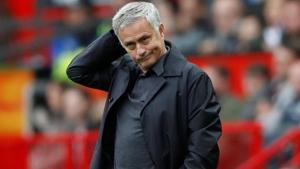 Manchester United manager Jose Mourinho reacts during his team’s match against Wolverhampton Wanderers.(REUTERS)