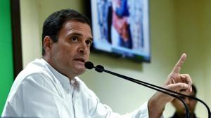 Congress President Rahul Gandhi addresses the media on Rafale deal issue, in New Delhi, Saturday.(PTI Photo) Congress President Rahul Gandhi addresses the media on Rafale deal issue, in New Delhi, Saturday.(PTI Photo)