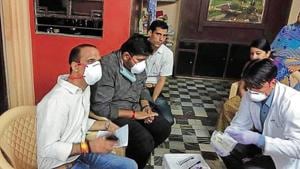 Rapid Response team members during inspection at a house in Shastri Nagar in Jaipur.(HT Photo) Rapid Response team members during inspection at a house in Shastri Nagar in Jaipur.(HT Photo)