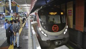 Pink Line at present connects Majlis Park in north Delhi and Lajpat Nagar in south Delhi.(HT/Picture for representation) Pink Line at present connects Majlis Park in north Delhi and Lajpat Nagar in south Delhi.(HT/Picture for representation)