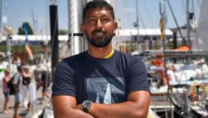 Abhilash Tomy poses on his boat ‘Thuriya’ in Les Sables d'Olonne Harbour, on June 29, 2018, ahead of the solo around-the-world sailing race.(AFP File Photo) Abhilash Tomy poses on his boat ‘Thuriya’ in Les Sables d'Olonne Harbour, on June 29, 2018, ahead of the solo around-the-world sailing race.(AFP File Photo)