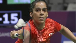 Saina Nehwal returns a shot to Tzuying Tai of Taiwan during their women's single semifinals match at Asian Games 2018.(AP) Saina Nehwal returns a shot to Tzuying Tai of Taiwan during their women's single semifinals match at Asian Games 2018.(AP)