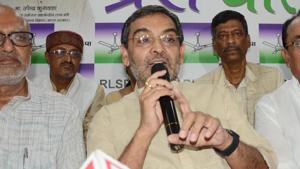 Union minister and Rashtriya Lok Samata Party president Upendra Kushwaha addressing a press conference at the party office in Patna on Monday. Union minister and Rashtriya Lok Samata Party president Upendra Kushwaha addressing a press conference at the party office in Patna on Monday.