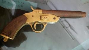 The man was carrying the pistol in his bag.(ANI Twitter) The man was carrying the pistol in his bag.(ANI Twitter)