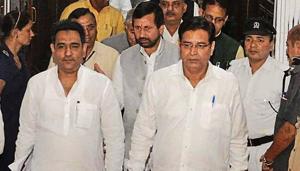 Congress MLA Pritam Singh (R) at the assembly in Dehradun on Monday.(HT Photo) Congress MLA Pritam Singh (R) at the assembly in Dehradun on Monday.(HT Photo)