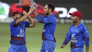 Afghanistan's Mohammad Nabi, center, celebrates with teammates the dismissal of India's Ambati Rayudu during the one day international cricket match of Asia Cup between India and Afghanistan in Dubai, United Arab Emirates, Tuesday, Sept. 25, 2018. (AP Photo/Aijaz Rahi)(AP) Afghanistan's Mohammad Nabi, center, celebrates with teammates the dismissal of India's Ambati Rayudu during the one day international cricket match of Asia Cup between India and Afghanistan in Dubai, United Arab Emirates, Tuesday, Sept. 25, 2018. (AP Photo/Aijaz Rahi)(AP)