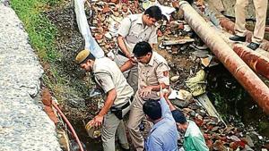 The spot under the Barapullah flyover where the chopped body of the girl was found.(Delhi Police) The spot under the Barapullah flyover where the chopped body of the girl was found.(Delhi Police)