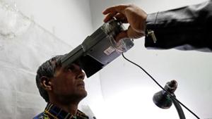 A man goes through the process of eye scanning for the Unique Identification database system, also known as Aadhaar, at a registration centre in New Delhi(REUTERS FILE) A man goes through the process of eye scanning for the Unique Identification database system, also known as Aadhaar, at a registration centre in New Delhi(REUTERS FILE)