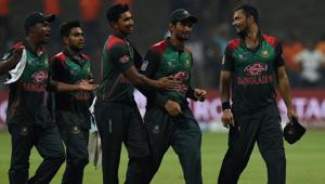 Bangladesh cricket captain Mashrafe Mortaza (R) and his teammates celebrate after Bangladesh won by 37 runs during the one day international (ODI) Asia Cup cricket match between Bangladesh and Pakistan(AFP) Bangladesh cricket captain Mashrafe Mortaza (R) and his teammates celebrate after Bangladesh won by 37 runs during the one day international (ODI) Asia Cup cricket match between Bangladesh and Pakistan(AFP)
