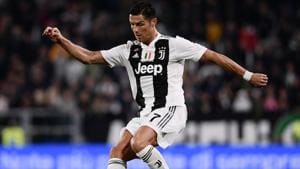 Juventus' Portuguese forward Cristiano Ronaldo controls the ball during the Italian Serie A football match between Juventus and Bologna on September 26, 2018 at the Allianz Stadium in Turin.(AFP)