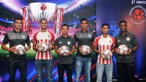 Kolkata: (L to R) Jamshedpur FC star player Tim Cahill, ATK player Gerson Vieira, NortEast United player Redeem Tlang, Jamshedpur player Subrata Paul, ATK player Eugenson Lyngdoh and NortheEast United's Bartholomew Ogbeche pose during a press conference(PTI) Kolkata: (L to R) Jamshedpur FC star player Tim Cahill, ATK player Gerson Vieira, NortEast United player Redeem Tlang, Jamshedpur player Subrata Paul, ATK player Eugenson Lyngdoh and NortheEast United's Bartholomew Ogbeche pose during a press conference(PTI)