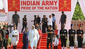Prime Minister Narendra Modi attends the 'Parakram Parv' celebrations, in Jodhpur, Friday, Sept 28, 2018.(PTI) Prime Minister Narendra Modi attends the 'Parakram Parv' celebrations, in Jodhpur, Friday, Sept 28, 2018.(PTI)