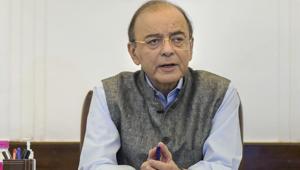 Finance minister Arun Jaitley addresses the GST council meeting via video conferencing at North Block, in New Delhi on September 28.(AP Photo) Finance minister Arun Jaitley addresses the GST council meeting via video conferencing at North Block, in New Delhi on September 28.(AP Photo)