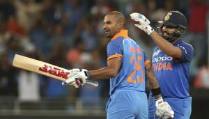 India's stand-in captain Rohit Sharma (right) and Shikhar Dhawan played brilliantly at the top of the innings in the Asia Cup.(AP) India's stand-in captain Rohit Sharma (right) and Shikhar Dhawan played brilliantly at the top of the innings in the Asia Cup.(AP)