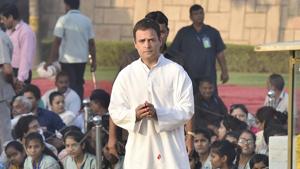 Congress party president Rahul Gandhi at Gandhi Samadhi at Rajghat in New Delhi, on October 2, 2018.(Sonu Mehta/HT Photo) Congress party president Rahul Gandhi at Gandhi Samadhi at Rajghat in New Delhi, on October 2, 2018.(Sonu Mehta/HT Photo)