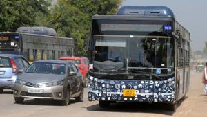 Gurugram Metropolitan City Bus seen at Sector 10, on Friday, September 28, 2018.(Parveen Kumar / HT Photo) Gurugram Metropolitan City Bus seen at Sector 10, on Friday, September 28, 2018.(Parveen Kumar / HT Photo)