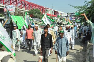 Bharatiya Kisan union farmers seen during the Kisan Kranti Yatra, in Ghaziabad , October 1(Sakib Ali /Hindustan Times) Bharatiya Kisan union farmers seen during the Kisan Kranti Yatra, in Ghaziabad , October 1(Sakib Ali /Hindustan Times)
