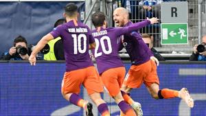 Manchester City's Spanish midfielder David Silva (right) celebrates after scoring against Hoffenheim.(AFP) Manchester City's Spanish midfielder David Silva (right) celebrates after scoring against Hoffenheim.(AFP)