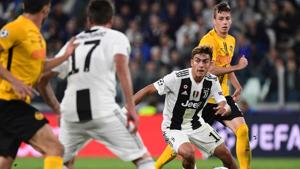 Juventus' Argentine forward Paulo Dybala controls the ball in their match against Young Boys.(AFP) Juventus' Argentine forward Paulo Dybala controls the ball in their match against Young Boys.(AFP)