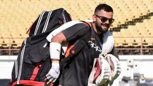 Indian cricket captain Virat kohli during a practice session ahead of the first test match against West Indies, in Rajkot, Tuesday, Oct 2, 2018.(PTI) Indian cricket captain Virat kohli during a practice session ahead of the first test match against West Indies, in Rajkot, Tuesday, Oct 2, 2018.(PTI)