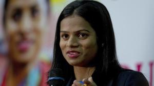 Indian sprinter Dutee Chand speaks during a press conference in Hyderabad.(AP) Indian sprinter Dutee Chand speaks during a press conference in Hyderabad.(AP)