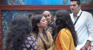 Somi Khan and Surbhi Rana fight throughout the day in the Bigg Boss house(Twitter) Somi Khan and Surbhi Rana fight throughout the day in the Bigg Boss house(Twitter)