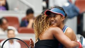 Naomi Osaka of Japan hugs Zhang Shuai of China after the match.(REUTERS) Naomi Osaka of Japan hugs Zhang Shuai of China after the match.(REUTERS)