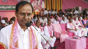 Husnabad: TRS Chief K Chandrasekhar Rao addresses during party's first public meeting since the Assembly was dissolved, in Husnabad, Friday, Sept 7, 2018. (PTI Photo) (PTI9_7_2018_000193B)(PTI Photo) Husnabad: TRS Chief K Chandrasekhar Rao addresses during party's first public meeting since the Assembly was dissolved, in Husnabad, Friday, Sept 7, 2018. (PTI Photo) (PTI9_7_2018_000193B)(PTI Photo)