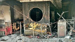 The view of the restaurant which caught fire in Doraha on October 7.(HT Photo) The view of the restaurant which caught fire in Doraha on October 7.(HT Photo)