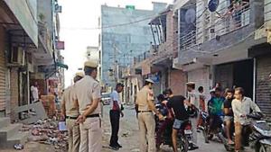 Police at the scene of the crime.(HT Photo) Police at the scene of the crime.(HT Photo)