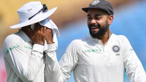 India defeated West Indies in the first Test match in Rajkot on Saturday.(AFP) India defeated West Indies in the first Test match in Rajkot on Saturday.(AFP)