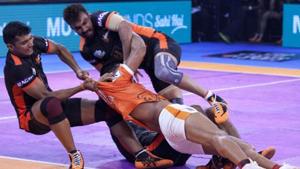 File image of U Mumba players in action against Puneri Paltan.(AP) File image of U Mumba players in action against Puneri Paltan.(AP)