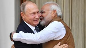 Prime Minister Narendra Modi with Russian President Vladimir Putin in New Delhi, October 5(AFP) Prime Minister Narendra Modi with Russian President Vladimir Putin in New Delhi, October 5(AFP)