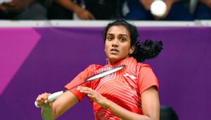 Indian shuttler PV Sindhu in action against Thailand's N Jindapol during women's singles quarterfinal badminton match at the 18th Asian Games 2018, in Jakarta on Sunday, Aug 26, 2018.(PTI) Indian shuttler PV Sindhu in action against Thailand's N Jindapol during women's singles quarterfinal badminton match at the 18th Asian Games 2018, in Jakarta on Sunday, Aug 26, 2018.(PTI)