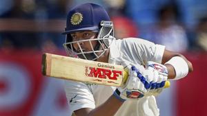 In Rajkot, Prithvi Shaw became the seventh youngest player to score a Test hundred on debut(PTI) In Rajkot, Prithvi Shaw became the seventh youngest player to score a Test hundred on debut(PTI)
