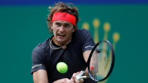 Alexander Zverev in action against Nikoloz Basilashvili.(REUTERS) Alexander Zverev in action against Nikoloz Basilashvili.(REUTERS)