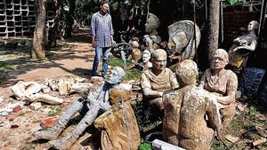 Sculptures kept in a corner at the Government College of Art, Sector 10, in Chandigarh on Wednesday.(HT Photo) Sculptures kept in a corner at the Government College of Art, Sector 10, in Chandigarh on Wednesday.(HT Photo)
