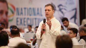 Congress president Rahul Gandhi speaks at the Indian Youth Congress (IYC) National Executive in Jaipur.(PTI File) Congress president Rahul Gandhi speaks at the Indian Youth Congress (IYC) National Executive in Jaipur.(PTI File)