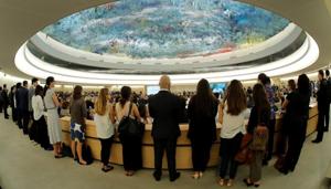 Delegates listens to the speech of United Nations High Commissioner for Human Rights Michelle Bachelet during the Human Rights Council at the United Nations in Geneva, Switzerland, September 10, 2018.(Reuters File Photo) Delegates listens to the speech of United Nations High Commissioner for Human Rights Michelle Bachelet during the Human Rights Council at the United Nations in Geneva, Switzerland, September 10, 2018.(Reuters File Photo)