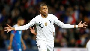 Soccer Football - International Friendly - France v Iceland - Stade municipal de Roudourou, Guingamp, France - October 11, 2018 France's Kylian Mbappe celebrates scoring their second goal(REUTERS) Soccer Football - International Friendly - France v Iceland - Stade municipal de Roudourou, Guingamp, France - October 11, 2018 France's Kylian Mbappe celebrates scoring their second goal(REUTERS)