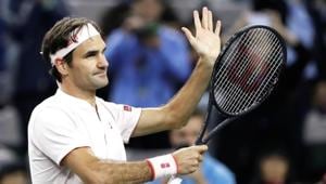 Tennis - Shanghai Masters - Shanghai, China - October 11, 2018 - Roger Federer of Switzerland celebrates his win against Roberto Bautista Agut of Spain.(REUTERS) Tennis - Shanghai Masters - Shanghai, China - October 11, 2018 - Roger Federer of Switzerland celebrates his win against Roberto Bautista Agut of Spain.(REUTERS)