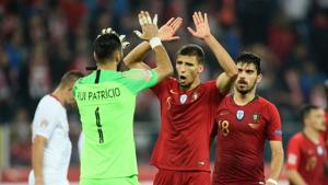 Soccer Football - UEFA Nations League - League A - Group 3 - Poland v Portugal - Silesian Stadium, Chorzow, Poland - October 11, 2018 Portugal's Rui Patricio and Ruben Dias celebrate after the match(REUTERS) Soccer Football - UEFA Nations League - League A - Group 3 - Poland v Portugal - Silesian Stadium, Chorzow, Poland - October 11, 2018 Portugal's Rui Patricio and Ruben Dias celebrate after the match(REUTERS)