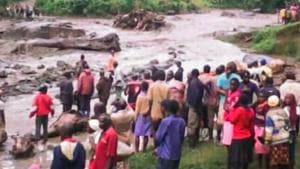 A handout photo released by Uganda Red Cross on October 11, 2018, reportedly shows the damage after a river burst its banks in the eastern town of Bukalasi, in Uganda's Bududa district.(AFP) A handout photo released by Uganda Red Cross on October 11, 2018, reportedly shows the damage after a river burst its banks in the eastern town of Bukalasi, in Uganda's Bududa district.(AFP)