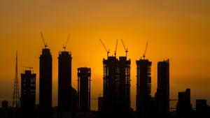 High rise towers silhouetted during sunset in Mumbai(HT Photo) High rise towers silhouetted during sunset in Mumbai(HT Photo)