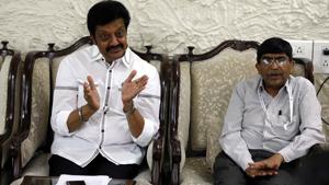 Anil Shirole (left), member of Parliament and Ajay Kumar, airport director, Lohegaon airport, during a press conference on Saturday. (Photo byPHOTO)(Rahul Raut/HT) Anil Shirole (left), member of Parliament and Ajay Kumar, airport director, Lohegaon airport, during a press conference on Saturday. (Photo byPHOTO)(Rahul Raut/HT)